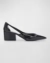 Prada Leather Cutout Block-heel Pumps In Animal Print
