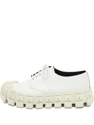 Pre-owned Prada Leather Derby Shoes In White
