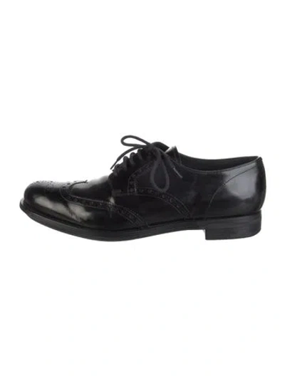 Pre-owned Prada Leather Derby Shoes In Black