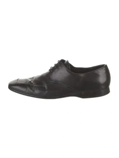 Pre-owned Prada Leather Derby Shoes In Black