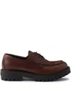 Prada Laced Leather Loafers In Brown