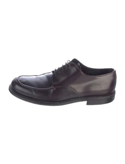 Pre-owned Prada Leather Derby Shoes In Burgundy