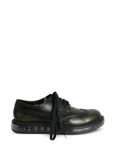 Pre-owned Prada Leather Derby Shoes In Green