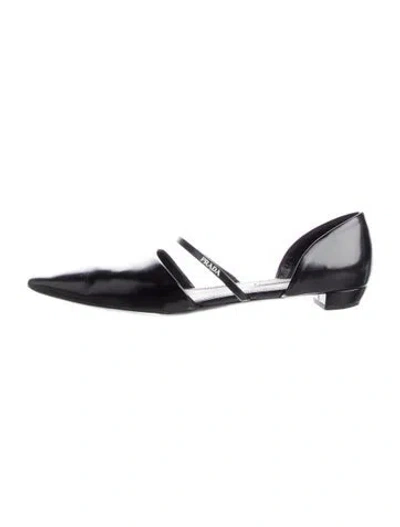 Pre-owned Prada Leather D'orsay Flats In Black