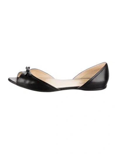 Pre-owned Prada Leather D'orsay Flats In Black