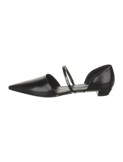 Pre-owned Prada Leather D'orsay Flats In Black
