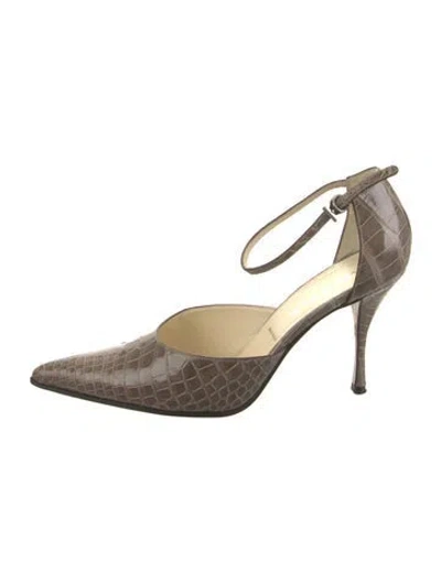 Pre-owned Prada Leather D'orsay Pumps In Neutral