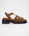 Prada Leather Double-buckle Fisherman Sandals In Nero