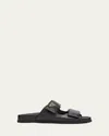 Prada Leather Double-grip Slide Sandals In Nero