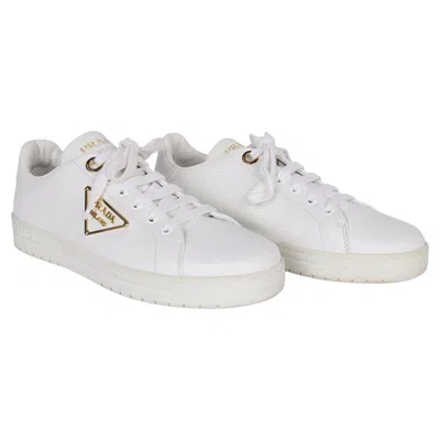 Pre-owned Prada Leather Downtown Bold Low-top Sneakers, Women's 9.5 In Gray