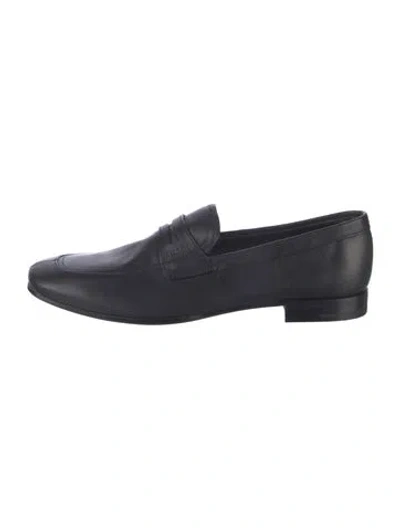 Pre-owned Prada Leather Dress Loafers In Black