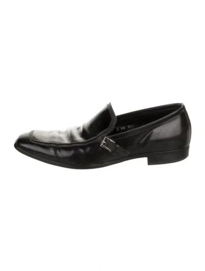 Pre-owned Prada Leather Dress Loafers In Black