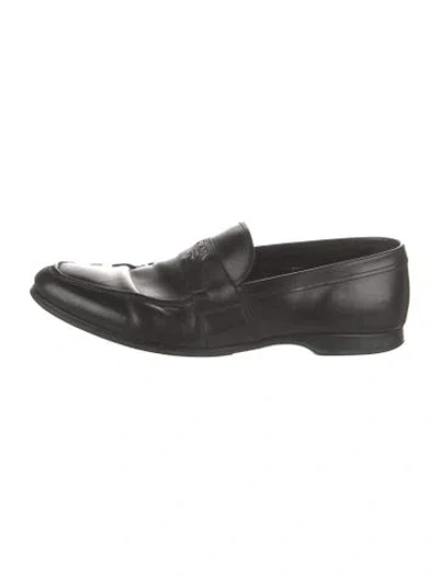 Pre-owned Prada Leather Dress Loafers In Black