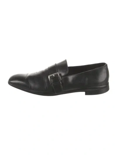 Pre-owned Prada Leather Dress Loafers In Black