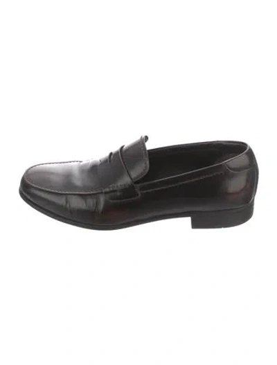 Pre-owned Prada Leather Dress Loafers In Black