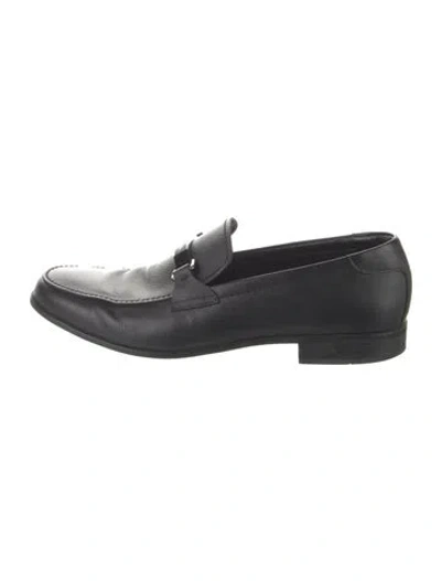 Pre-owned Prada Leather Dress Loafers In Black
