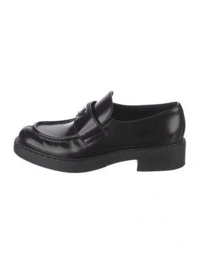 Pre-owned Prada Leather Dress Loafers In Black