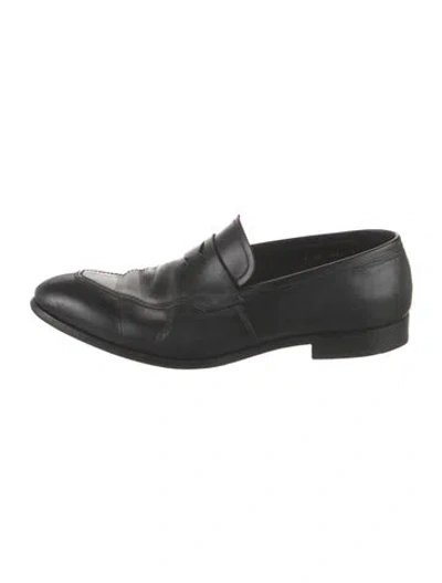 Pre-owned Prada Leather Dress Loafers In Black