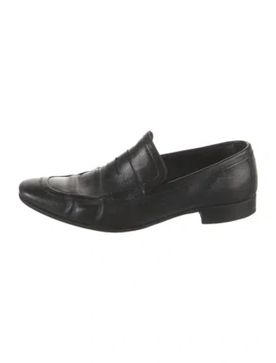Pre-owned Prada Leather Dress Loafers In Black