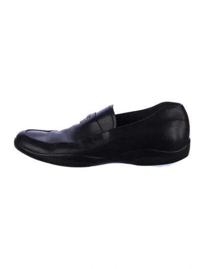 Pre-owned Prada Leather Dress Loafers In Black