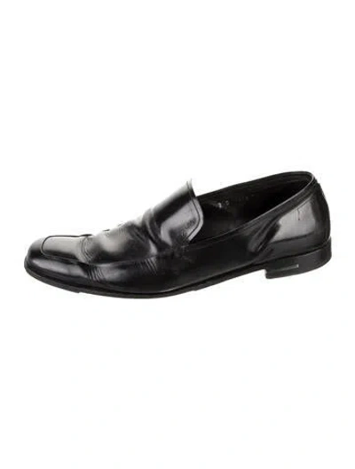 Pre-owned Prada Leather Dress Loafers In Black