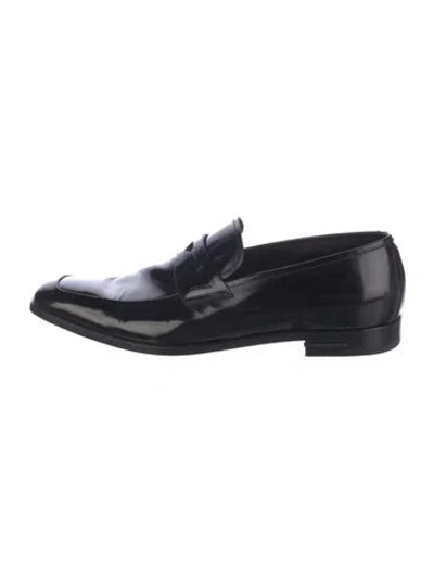 Pre-owned Prada Leather Dress Loafers In Black