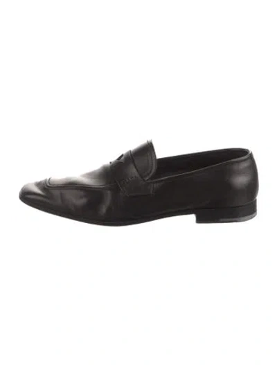 Pre-owned Prada Leather Dress Loafers In Black