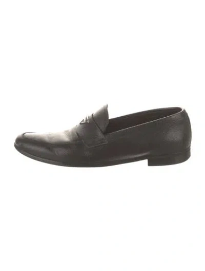 Pre-owned Prada Leather Dress Loafers In Black