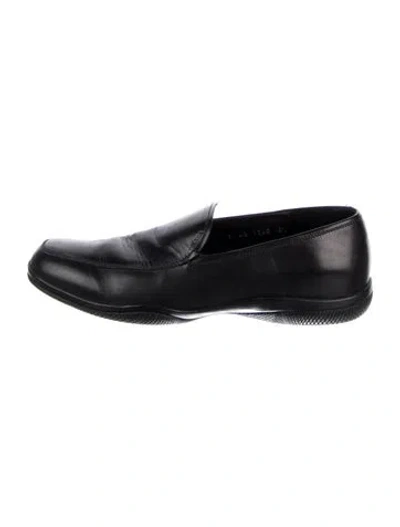 Pre-owned Prada Leather Dress Loafers In Black