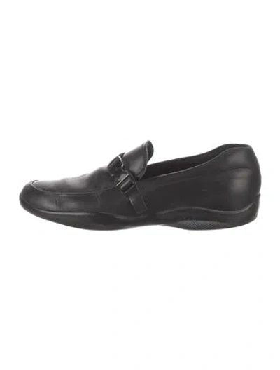 Pre-owned Prada Leather Dress Loafers In Black