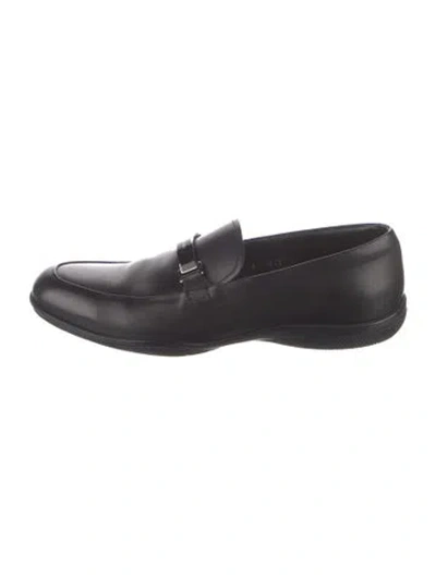 Pre-owned Prada Leather Dress Loafers In Black