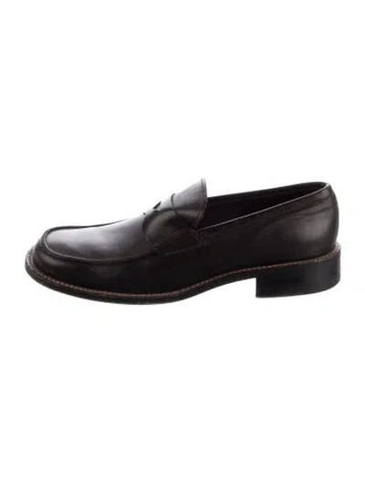 Pre-owned Prada Leather Dress Loafers In Black