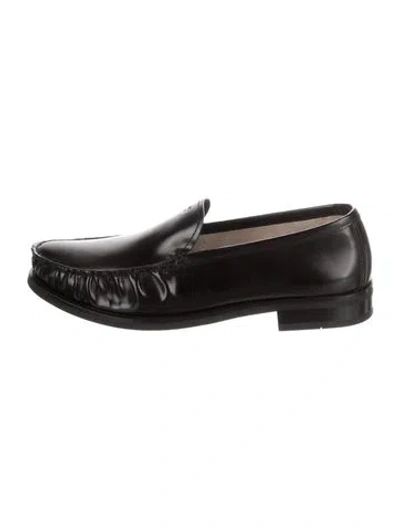 Pre-owned Prada Leather Dress Loafers In Black