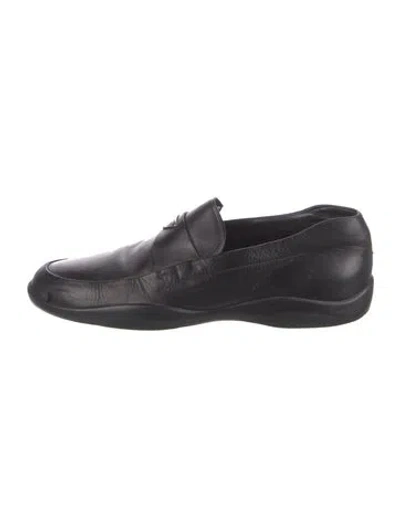 Pre-owned Prada Leather Dress Loafers In Black