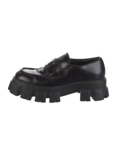 Pre-owned Prada Leather Dress Loafers In Black