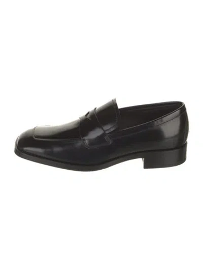 Pre-owned Prada Leather Dress Loafers In Black