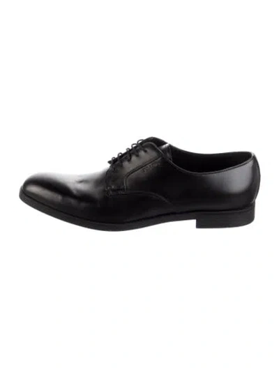 Pre-owned Prada Leather Dress Loafers In Black
