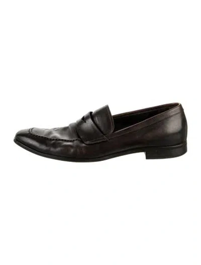 Pre-owned Prada Leather Dress Loafers In Brown