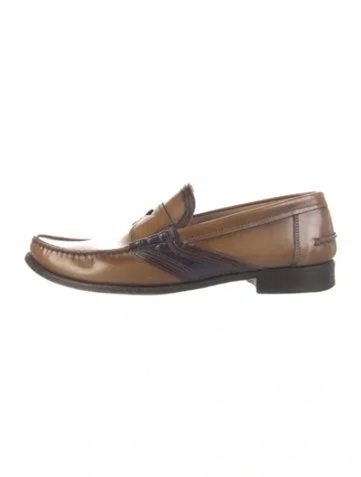 Pre-owned Prada Leather Dress Loafers In Brown