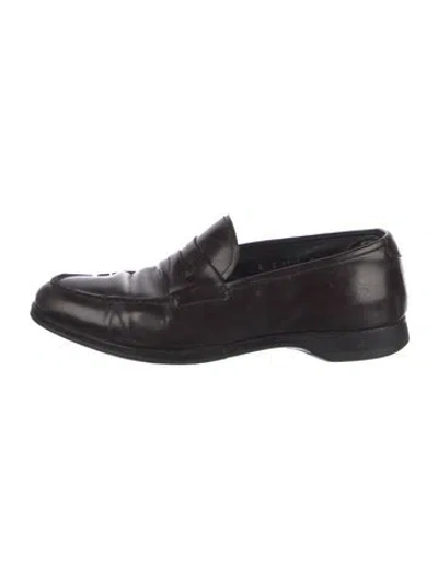 Pre-owned Prada Leather Dress Loafers In Brown