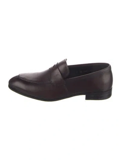 Pre-owned Prada Leather Dress Loafers In Brown