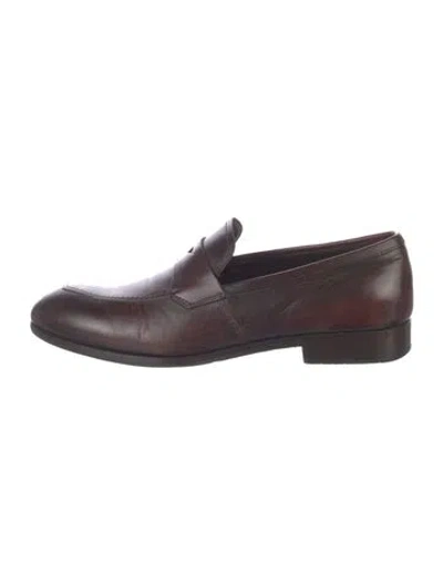 Pre-owned Prada Leather Dress Loafers In Brown