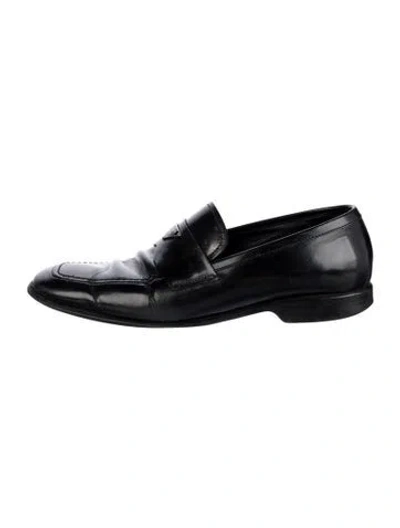 Pre-owned Prada Leather Dress Loafers In Gray