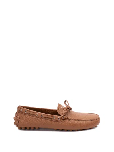 Prada Leather `driver` Loafers In Brown