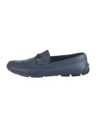 Pre-owned Prada Leather Drivers In Blue