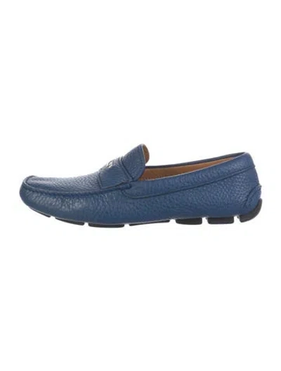 Pre-owned Prada Leather Drivers In Blue