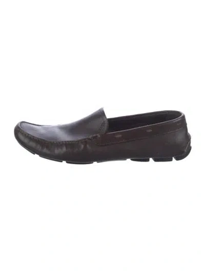 Pre-owned Prada Leather Drivers In Brown