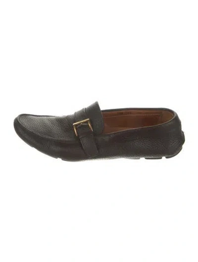 Pre-owned Prada Leather Drivers In Brown