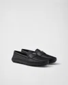 Prada Leather Loafers With Round Toe And Rubber Sole In Black
