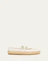 Prada Leather And Crochet Ballerinas In Avorio